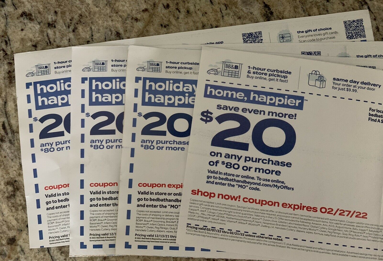 Lot of (4) EXPIRED Bed Bath & Beyond Coupons $20 off any $80 purchase or more Lot of (4) EXPIRED Bed Bath & Beyond Coupons $20 off any $80 purchase or more