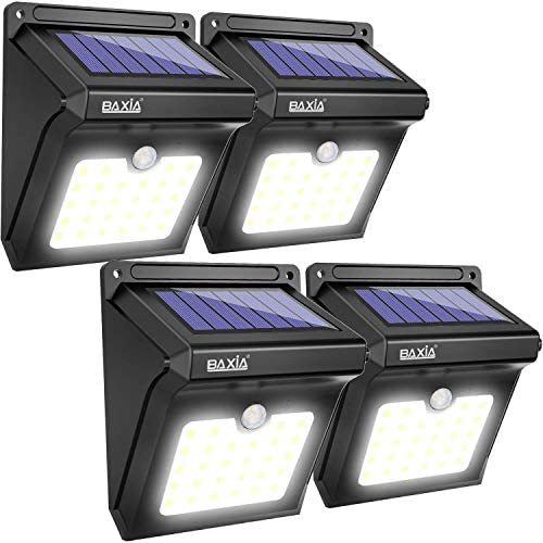 BAXIA TECHNOLOGY BX-SL-101 Solar Lights Outdoor 28 LED Wireless Waterproof Security Solar Motion Sensor Lights, (400LM,4 Packs) BAXIA TECHNOLOGY BX-SL-101 Solar Lights Outdoor 28 LED Wireless Waterproof Security Solar Motion Sensor Lights, (400LM,4 Packs)