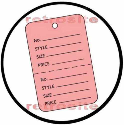 200 Large Price Coupon Hang Tags Without Strings PINK (SALMON) 2-part Perforated
