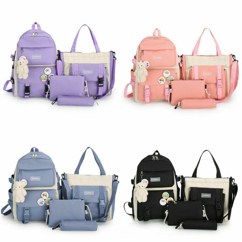 Women Backpack 3&4pcs/set School Bags Star Printing Cute With Bear For Teenagers
