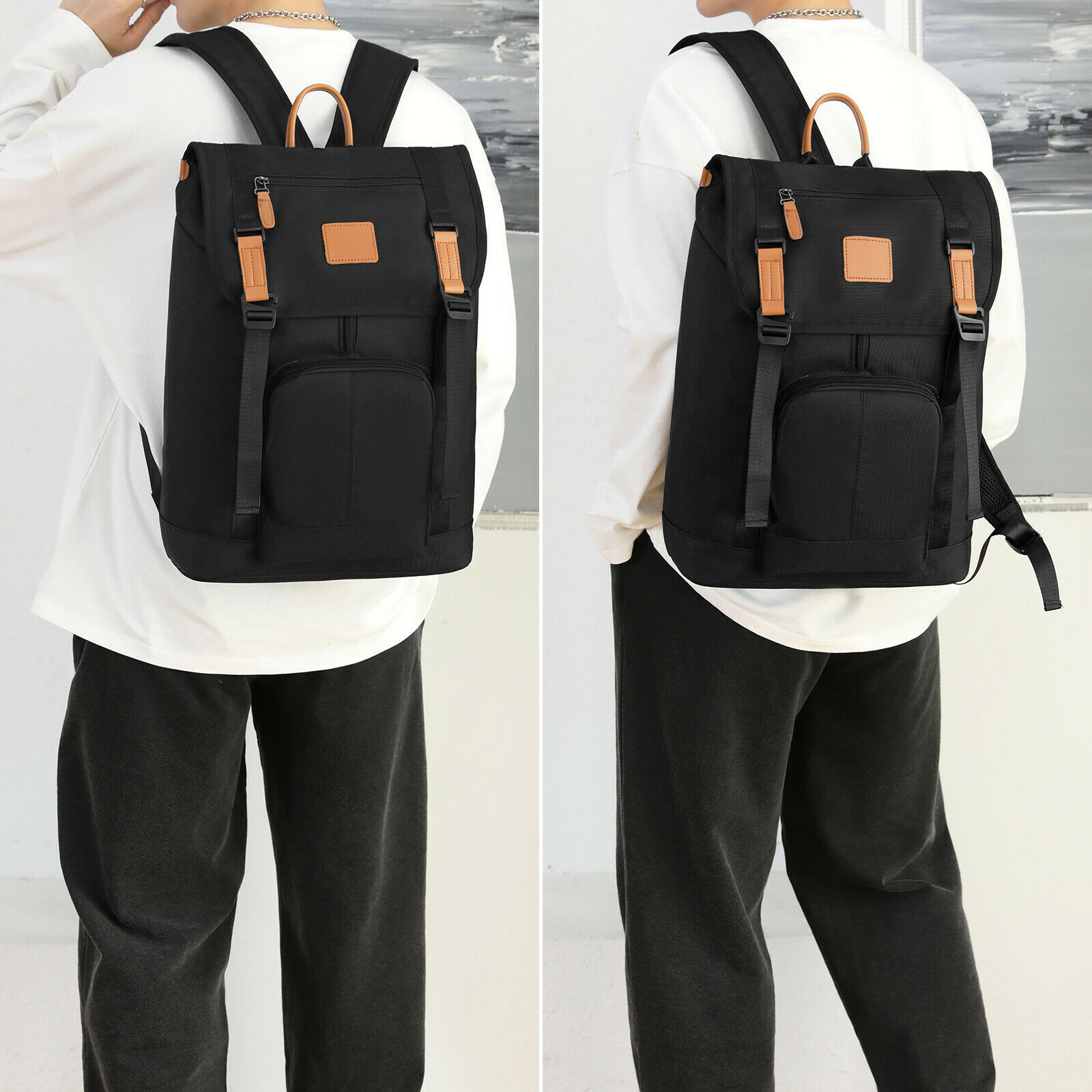 Men Backpack USB Charging Waterproof Laptop Shoulder Bag Travel School Rucksack