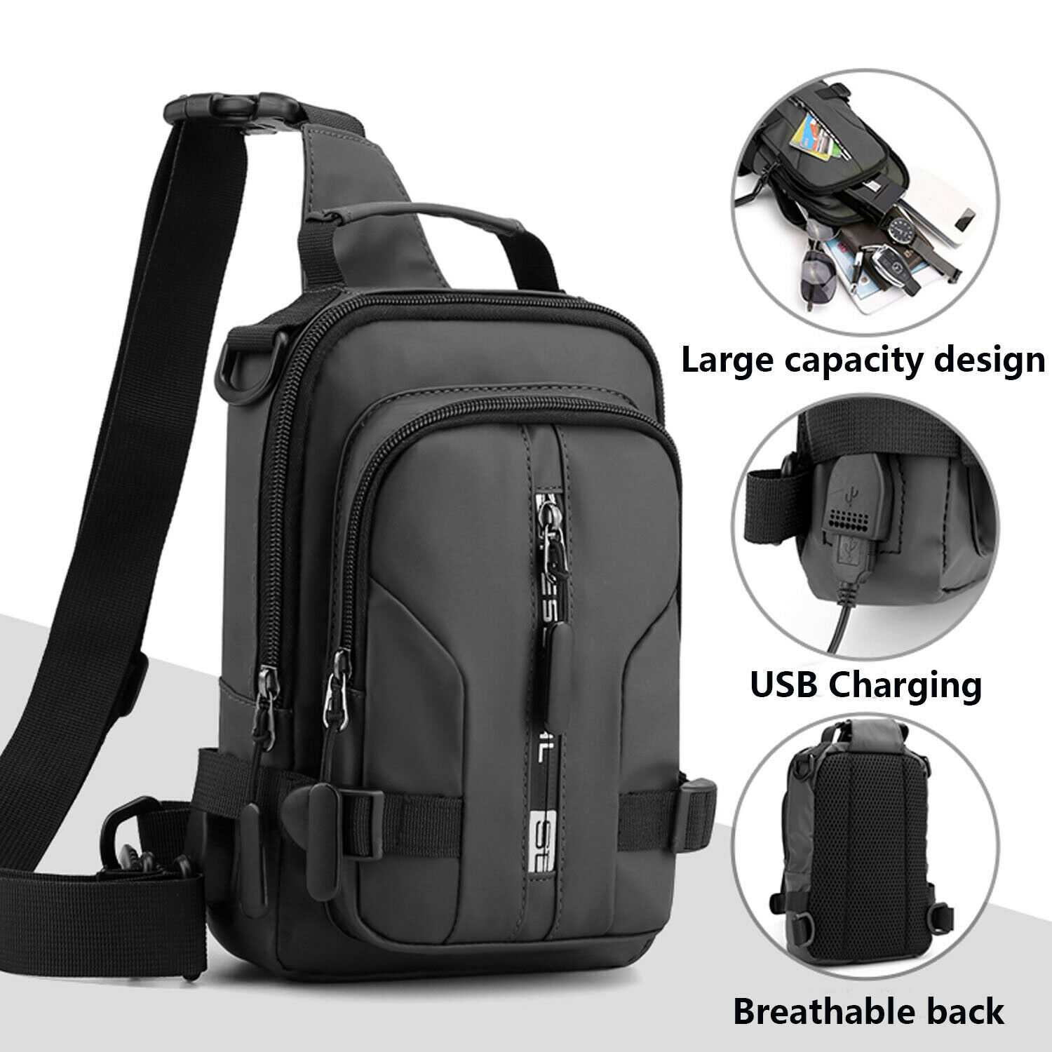 Waterproof Men Women Sling Bag Chest Fanny Cross Body Travel Shoulder Backpack