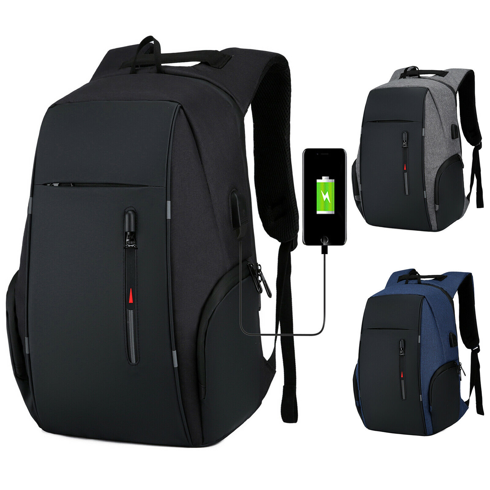 Waterproof Laptop Backpack 17" Travel Rucksack School Bag with USB Charging Port