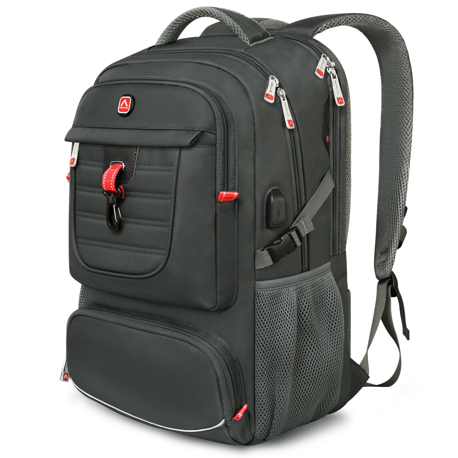 17.3" Business Travel Laptop Backpack 50L Extra Larger Bag Waterproof, Dark Gray