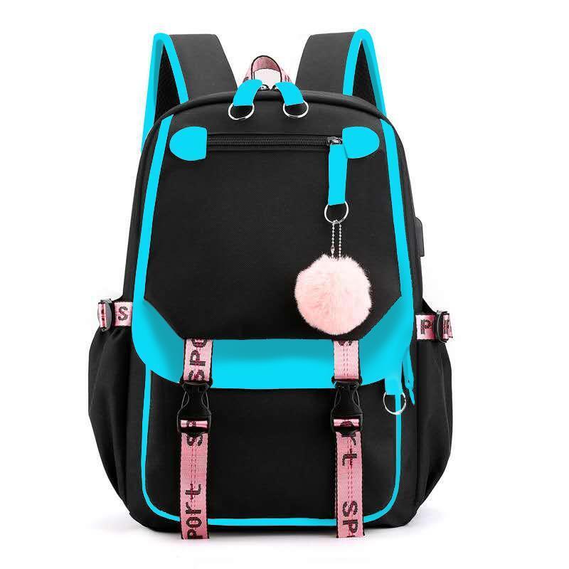 Women School Bag Oxford Waterproof Girls Backpack Rucksack USB Charging Port New