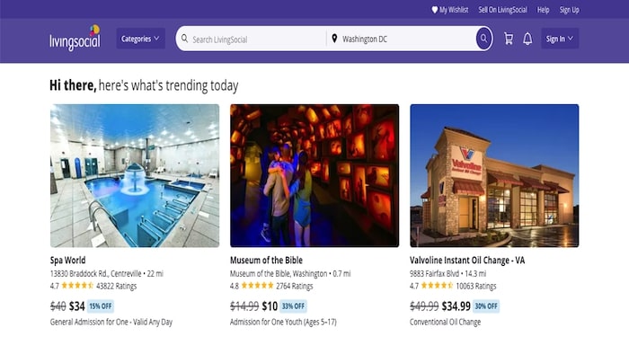 LivingSocial homepage