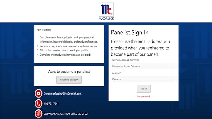McCormick panel testing page