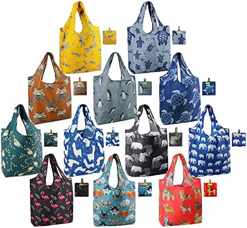 BeeGreen Dragonfly Penguin Flamingo Reusable Grocery Bags Foldable Bulk 12 Pack, Cute Animal Reusable Shopping Bags Extra Large 50LBS Heavy Duty, Machine Washable Reusable Bags for Groceries Nylon BeeGreen Dragonfly Penguin Flamingo Reusable Grocery Bags Foldable Bulk 12 Pack, Cute Animal Reusable Shopping Bags Extra Large 50LBS Heavy Duty, Machine Washable Reusable Bags for Groceries Nylon