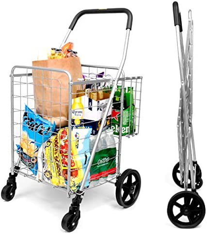 SUPENICE Grocery Utility Shopping Cart – Deluxe Fo…
